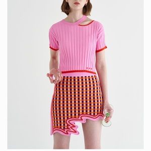 PH5 | NWT Nova Wavy Border Mini Skirt Pink Red
